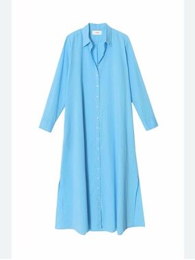 XiRENA Boden Oceania Sky Blue Button-Front Maxi Shirt Dress